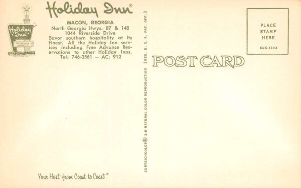 Macon Georgia Holiday Inn, Multi-View Chrome, Vintage Postcard U17488 - Image 2