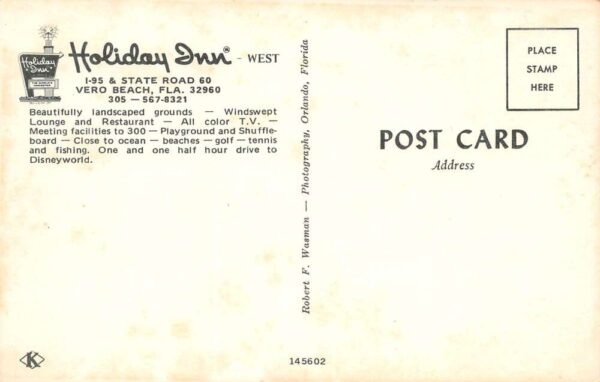 Vero Beach Florida Holiday Inn, Chrome, Vintage Postcard U17500 - Image 2