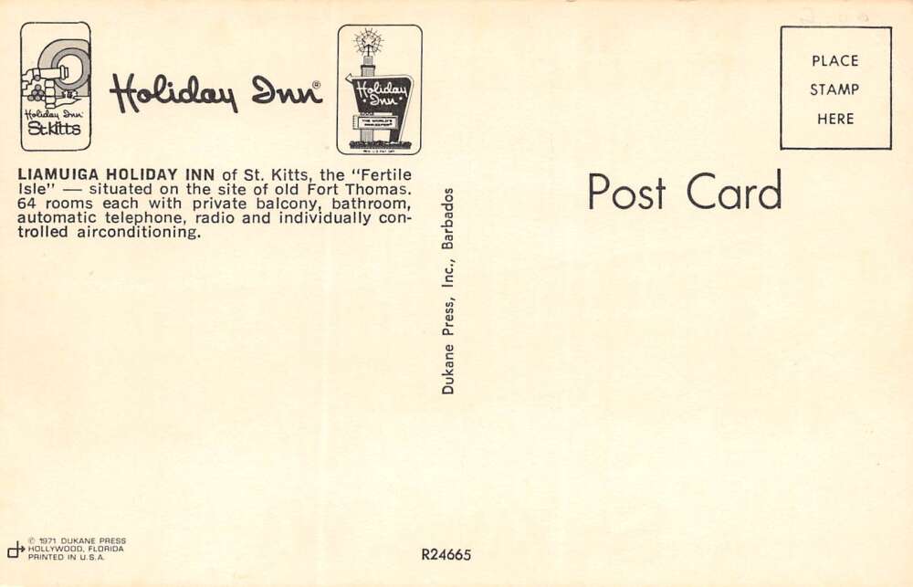 St. Kitts West Indies Liamuiga Holiday Inn, Chrome, Vintage Postcard U17501 - Image 2