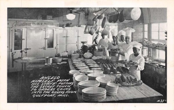 Gulfport Mississippi Angelo's Place, B/W Chrome Vintage Postcard U17510