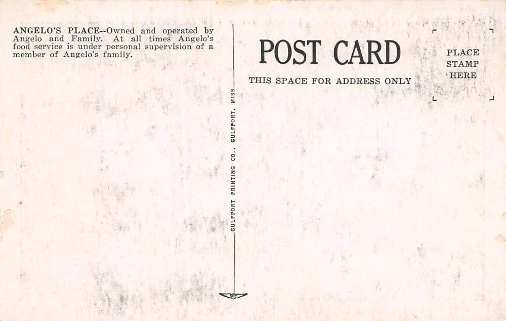 Gulfport Mississippi Angelo's Place, B/W Chrome Vintage Postcard U17510 - Image 2
