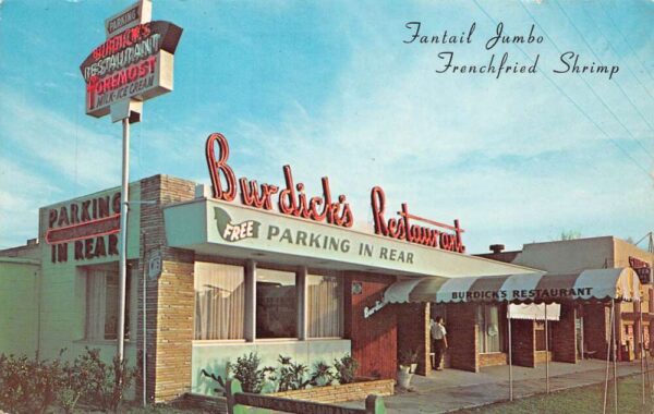 St. Petersburg Florida Burdick's Restaurant, Chrome, Vintage Postcard U17515