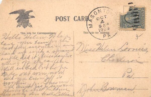 Mansontown Pennsylvania Church Street West from Main Street Postcard AA81622 - Image 2