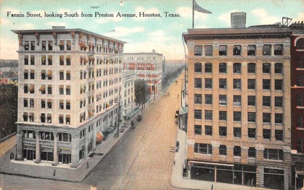 Houston Texas Fannin Street Looking South Vintage Postcard AA81633