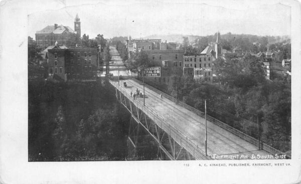 Fairmont West Virginia Fairmont Ave and South Side Bridge Postcard AA81635