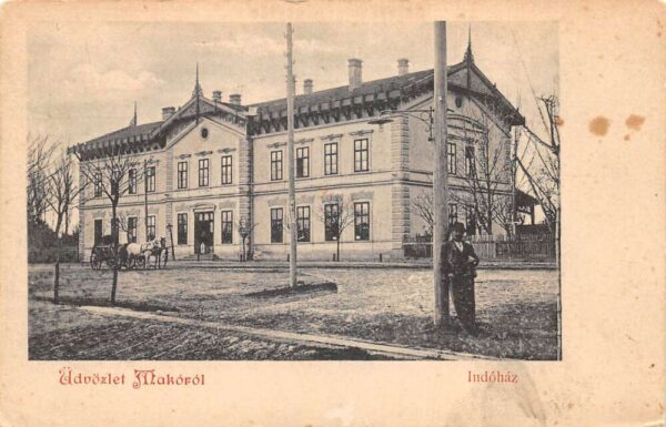 Makorol Mako Hungary Train Station Vintage Postcard AA81639