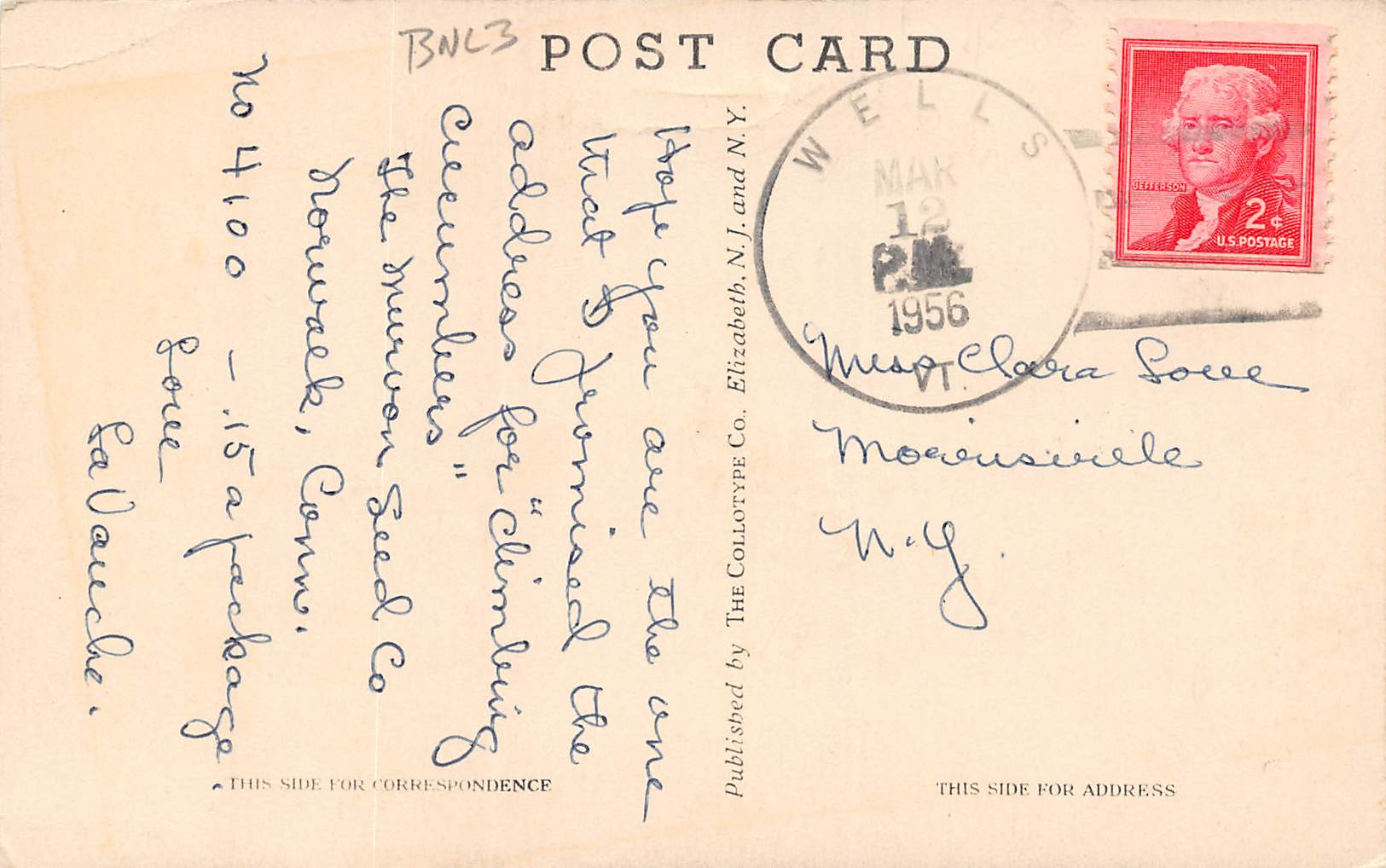 Wells Vermont Helena Carter, Hopson Benefactress, Vintage Postcard U19349 - Image 2