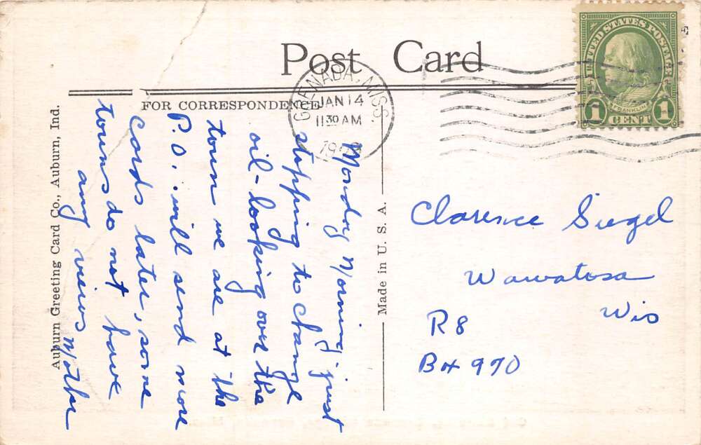 Grenada Mississippi Grenada College Old Building Vintage Postcard AA85300 - Image 2