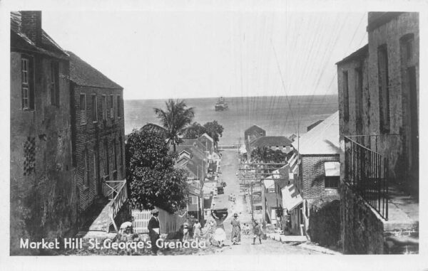 St George Grenada Market Hill Street Scene Vintage Postcard AA85345