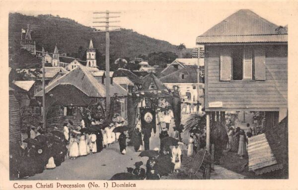 Dominica Corpus Chiristi Street Scene Festival Vintage Postcard AA85392