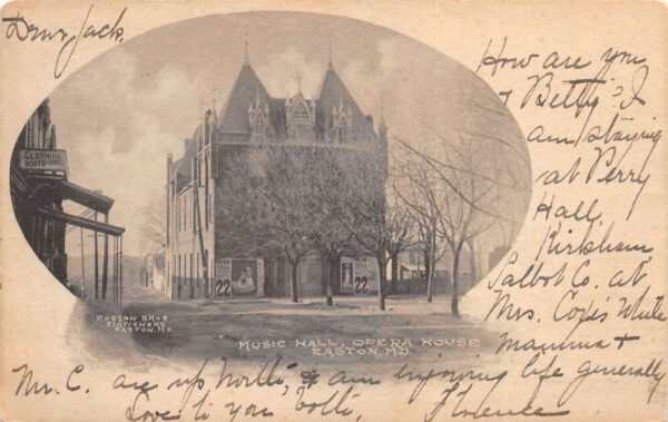 Easton Maryland Music Hall Opera House Vintage Postcard AA85394