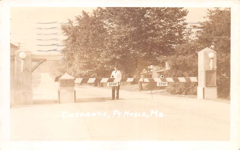 Fort Hoyle Missouri Guard at Entrance Real Photo Vintage Postcard AA85415