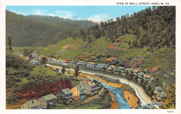 Gary West Virginia Wall Street Birds Eye View Vintage Postcard AA85454