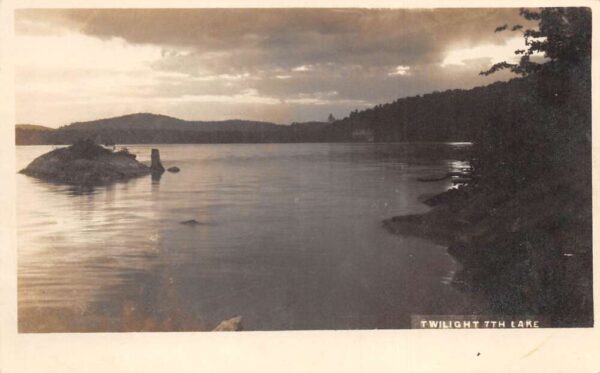 Inlet New York 7th Lake Twilight Scenic View Real Photo Vintage Postcard AA85455