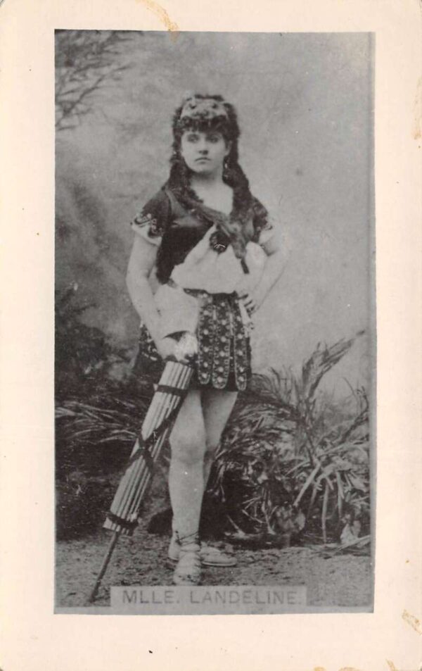 Mlle Landeline Actress with Paper Parasol Roman Costume Real Photo PC AA85472