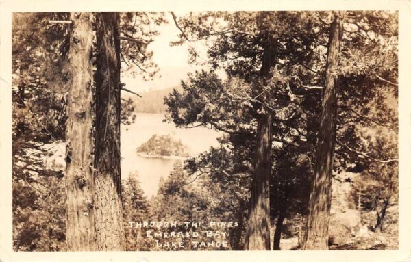 Lake Tahoe California Emerald Bay View Through Pines Real Photo Postcard AA85477