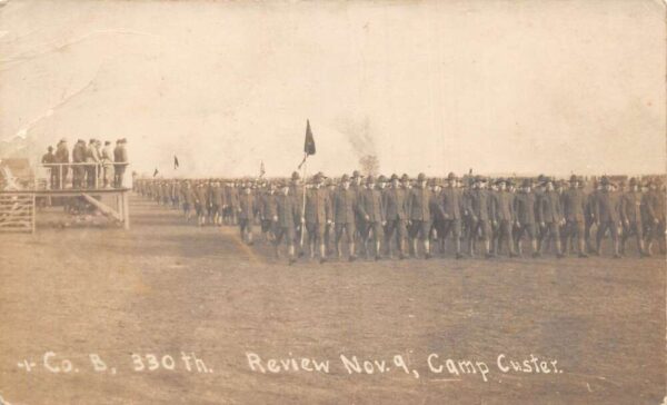 Camp Custer South Dakota Military Review on Nov 9th Real Photo Postcard AA85479