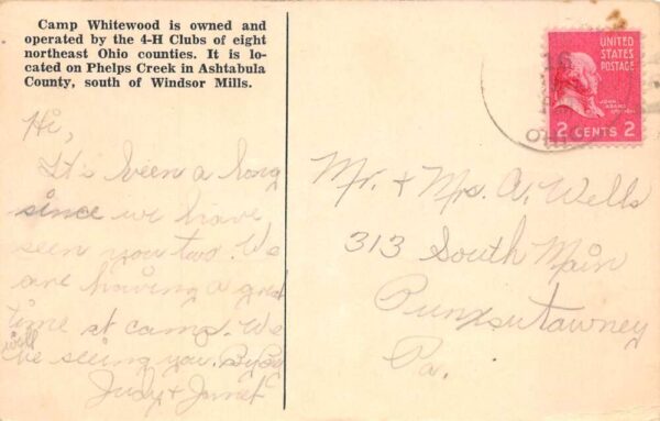 Windsor Mills Ohio Camp Whitewood Nature Trail Vintage Postcard AA85482 - Image 2