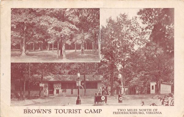 Fredericksburg Virginia Browns Tourist Camp Texaco Gas Vintage Postcard AA85493