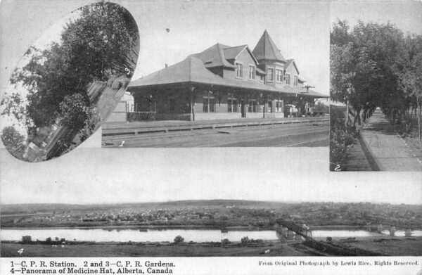 Medicine Hat Canada CRP Train Station and Gardens Vintage Postcard AA85495