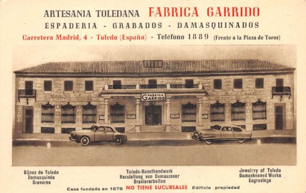 Toledo Spain Fabrica Garrido and Map View Vintage Non PC AA85496