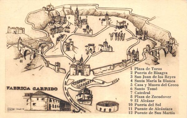 Toledo Spain Fabrica Garrido and Map View Vintage Non PC AA85496 - Image 2