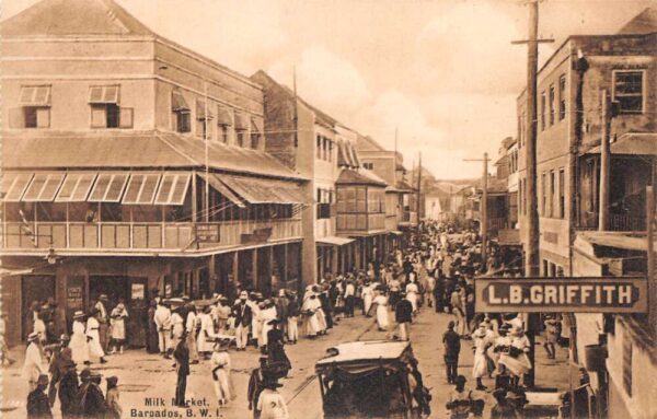 Barbados BWI Milk Market Street Scene Vintage Postcard AA85505