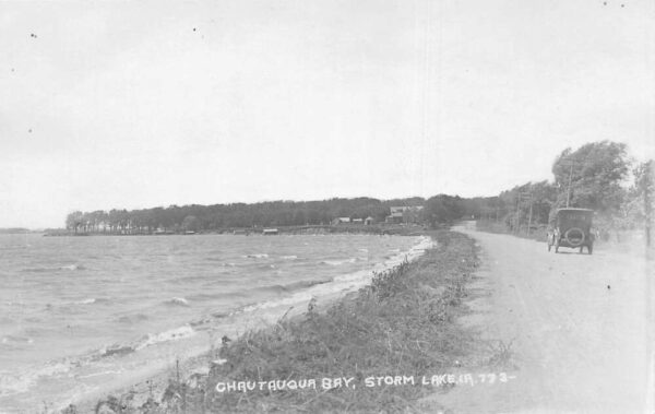 Storm Lake Iowa Chautauqua Bay Real Photo Vintage Postcard AA85514