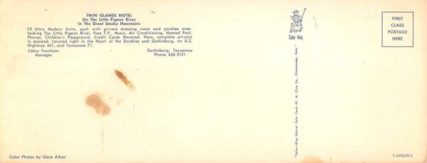 Gatlinburg Tennessee Twin Islands Motel Extra Wide Vintage Postcard AA85521 - Image 2