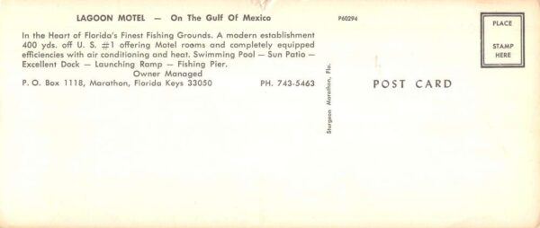 Marathon Florida Lagoon Motel Swimming Pool Extra Wide Vintage Postcard AA85530 - Image 2