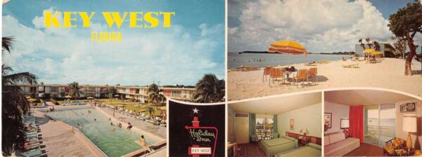 Key West Florida Holiday Inn Multiview Swimming Pool Extra Wide Postcard AA85533