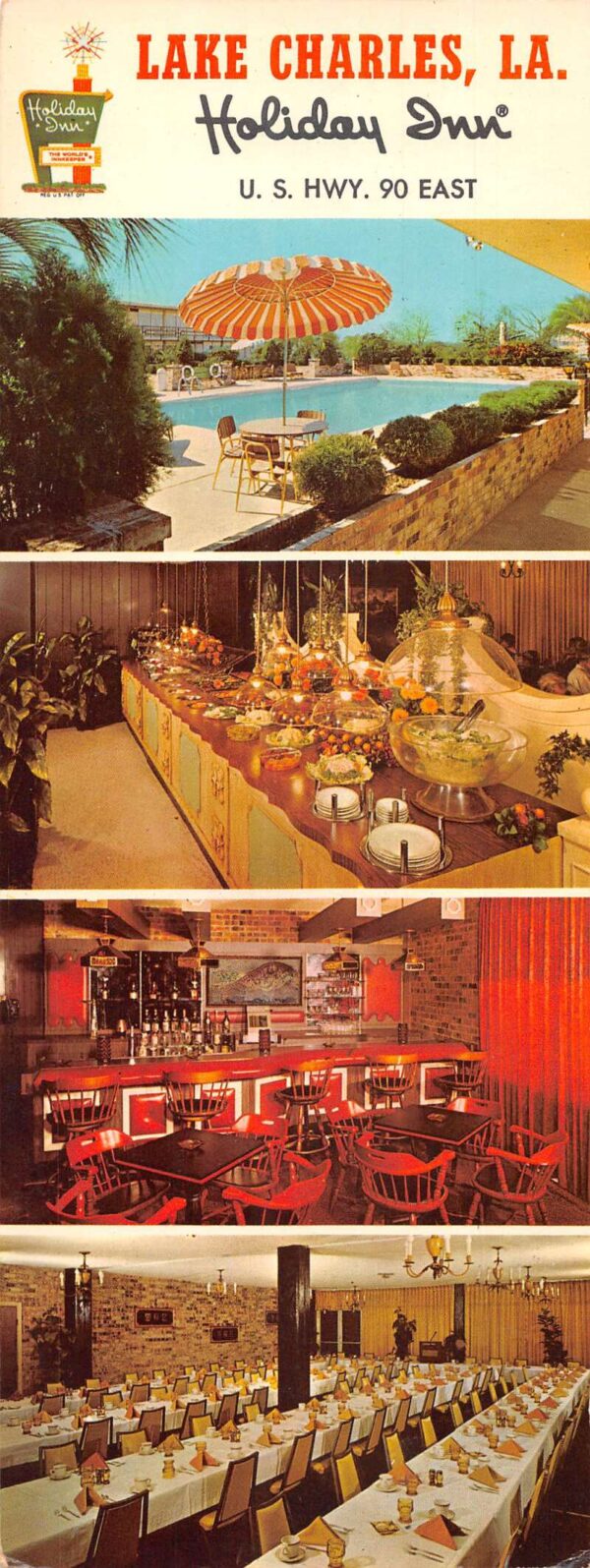 Lake Charles Louisiana Holiday Inn Multiview Extra Wide Vintage Postcard AA85543