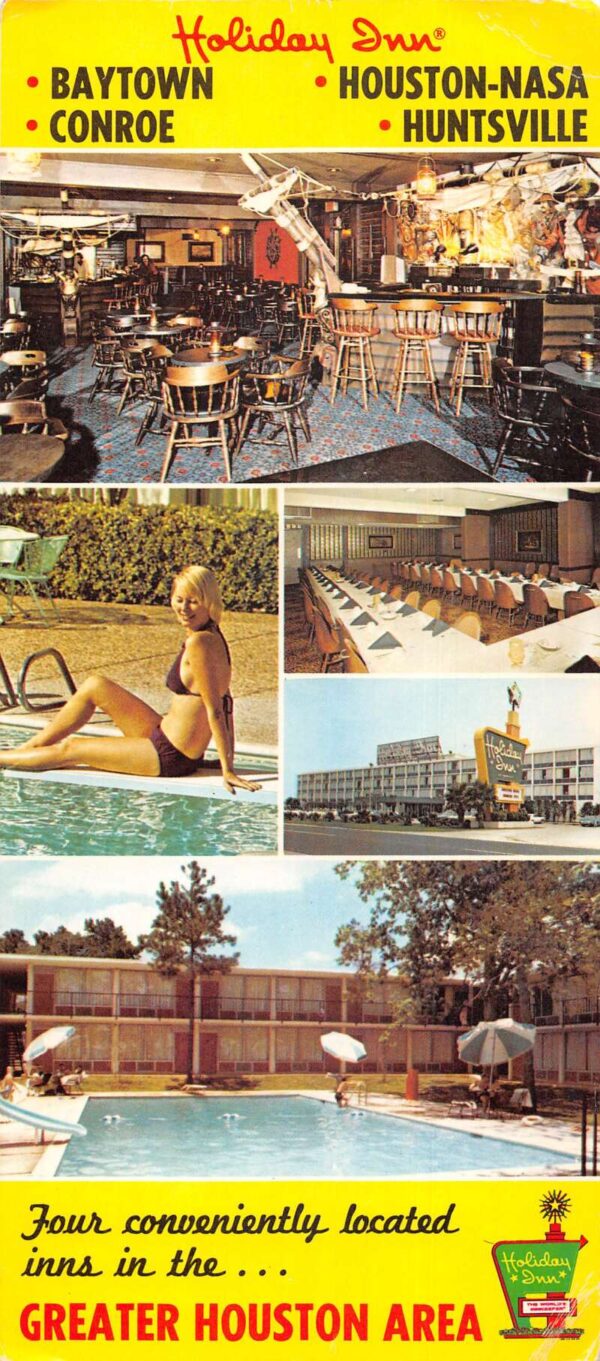 Houston Texas Holiday Inn Multiview Extra Wide Vintage Postcard AA85552