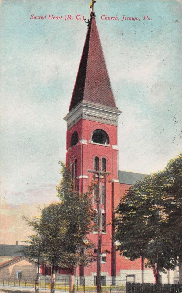Jermyn Pennsylvania Sacred Heart Roman Catholic Church, Vintage Postcard U19563