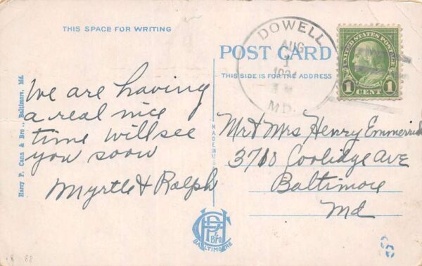Solomons Maryland Sailing Scene, White Border, Vintage Postcard U19573 - Image 2