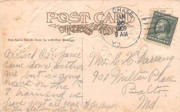 Chase Maryland Greetings From Chase, Flower Greeting, Vintage Postcard U19575 - Image 2