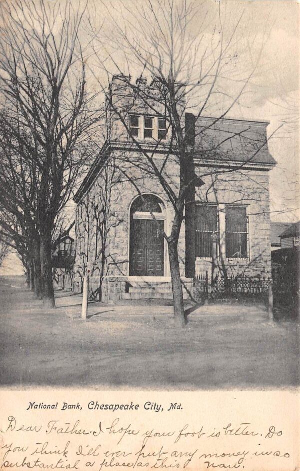 Chesapeake City Maryland National Bank, Rotograph Co., Vintage Postcard U19578