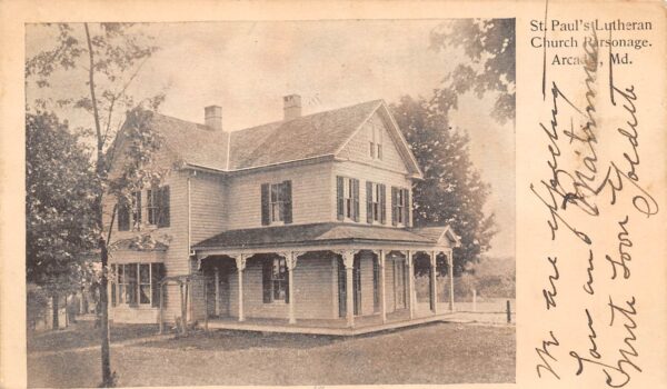 Arcadia Maryland St. Paul's Lutheran Church & Parsonage, Vintage PC U19581