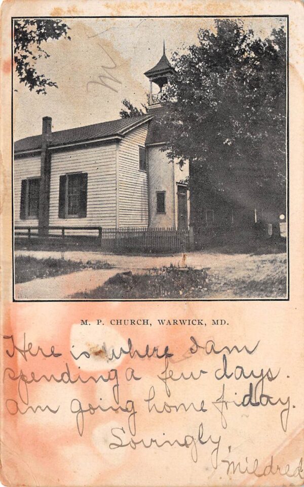 Warwick Maryland M.P. Church, Undivided Back, Vintage Postcard U19582