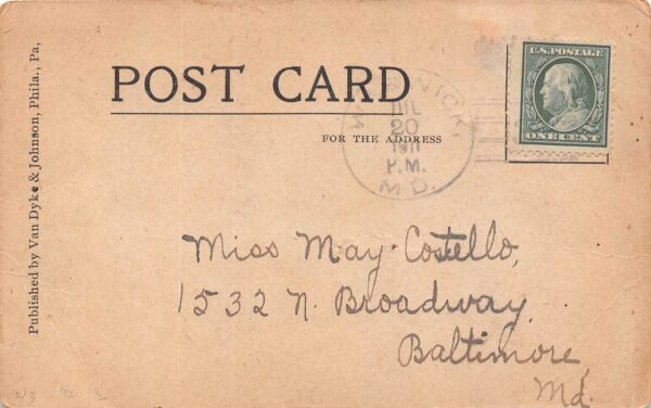 Warwick Maryland M.P. Church, Undivided Back, Vintage Postcard U19582 - Image 2