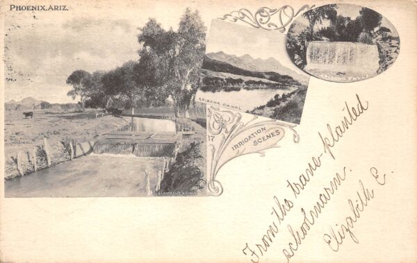 Phoenix Arizona Irrigation Scenes, Undivided Back, Vintage Postcard U19589