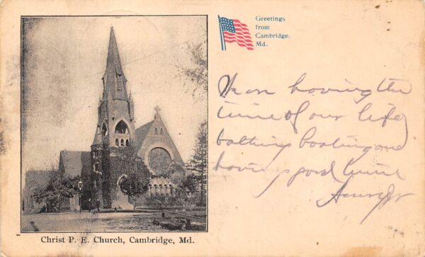 Cambridge Maryland Christ P.E. Church, Undivided Back, Vintage Postcard U19595