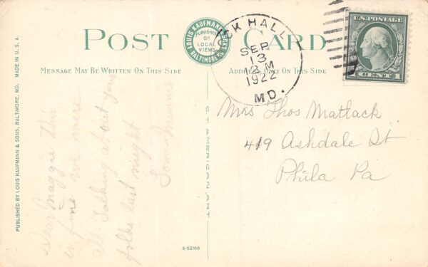 Rock Hall Maryland Methodist Church, White Border, Vintage Postcard U19600 - Image 2
