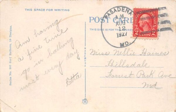 Riviera Beach Maryland Bathing Scene, White Border, Vintage Postcard U19613 - Image 2