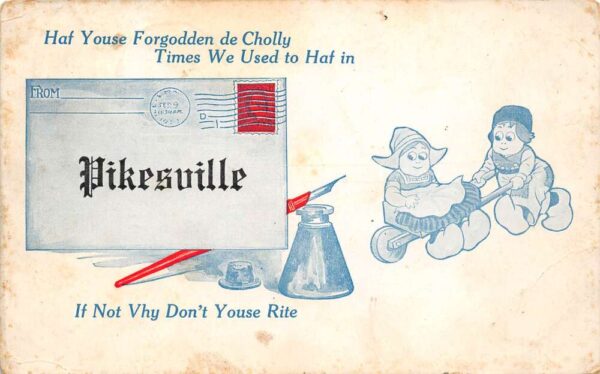 Pikesville Maryland Dutch Kids, Letter From Pikesville, Vintage Postcard U19616