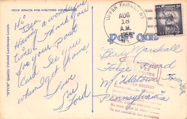 Upper Fairmount Maryland Greetings From upper Fairmount, Vintage PC U19625 - Image 2