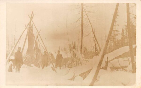Newberry Michigan Hunters with Deer Real Photo Vintage Postcard AA85741