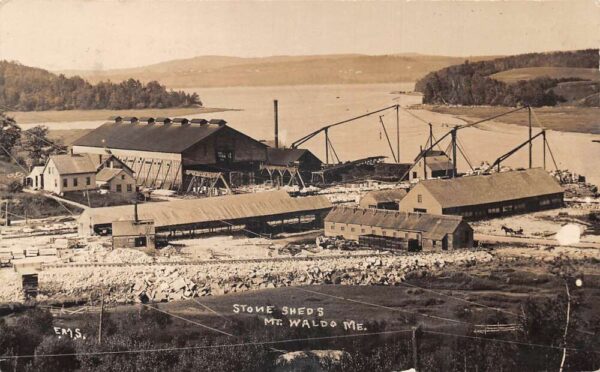 Mount Waldo Maine Stone Sheds Quarry Real Photo Vintage Postcard AA85752