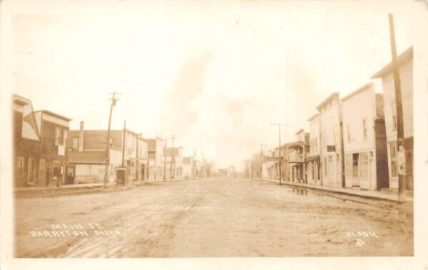 Barryton Michigan Main Street Real Photo Vintage Postcard AA85765