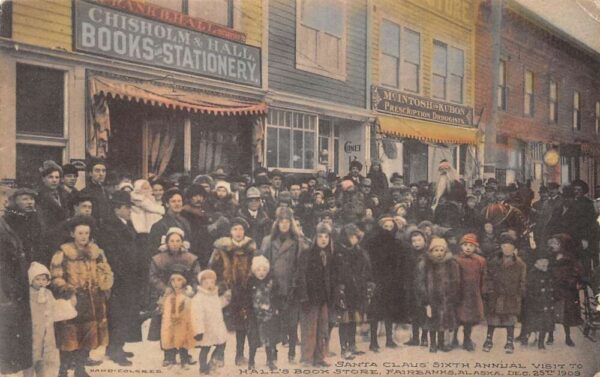 Fairbanks Arkansas Santa Claus Visits Halls Book Store Vintage Postcard AA85773